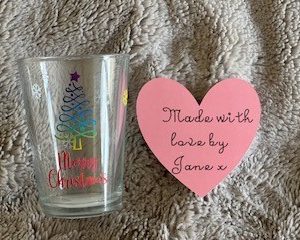 Merry Christmas small glass